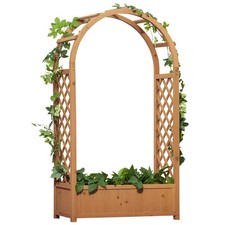 Outsunny Raised Garden Bed with Arch Trellis, Garden Planter Box, Brown