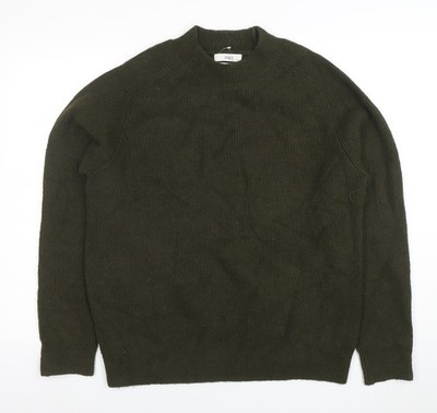 Marks and Spencer Damen Pullover Grün Wollmischung Rundhals L
