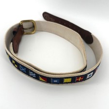Leather Man Limited Nautical Signal Flag Canvas Belt Brass Buckle Made in USA