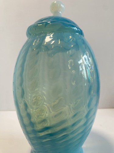 Blue Empoli Italian Stelvia Opaline Romantica Opalescent Apothecary Glass Jar - Picture 7 of 8