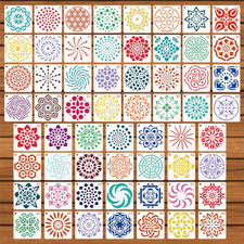 60 Pcs 2x2 Inch Mandala Painting Stencils Reusable Mandala Dotting Stencils