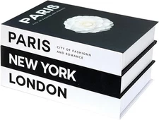 Decorative Books for Coffee Table Decor,3 Pieces Stylish Fake Books of Room D...