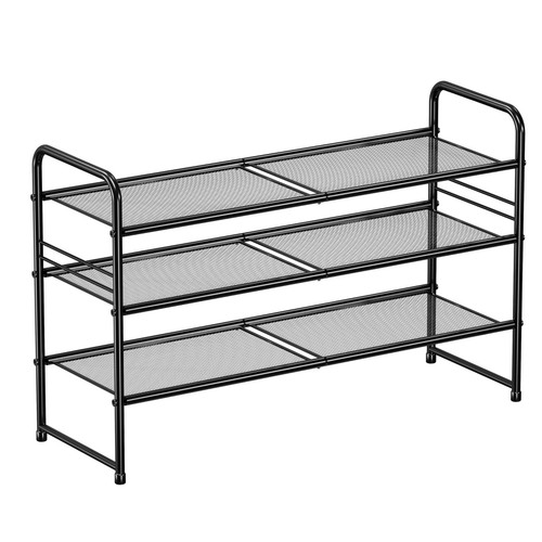 3 Tier Mesh Shoe Rack, Closet Metal 32 inch Shoe Rack Organizer Heavy Duty, B...