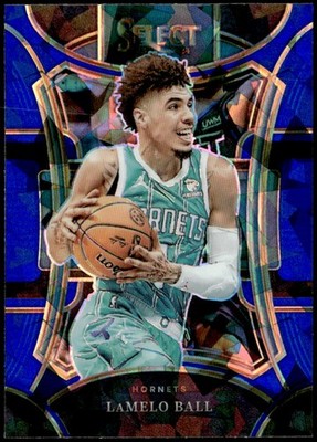 2023-24 Panini Select #348 LaMelo Ball Blue Cracked Ice Prizms E1