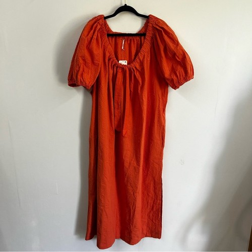 *NEW* Free People Natural Element Seersucker Midi Dress Woman Size XL