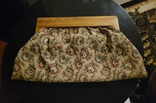 Unique Vintage Tapestry Clutch/Handbag W/Wooden Closure Well Made Beige Peach EC