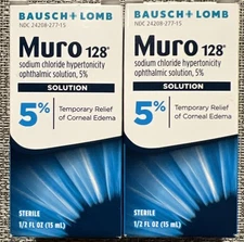 Bausch + Lomb Muro 128 5% Solution, Sterile, Temporary Relief, (0.5oz) Pack Of 2