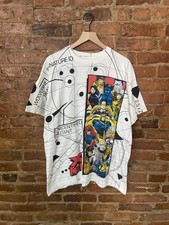 Vintage Marvel X-Men Mega Print Shirt White AOP XL Wolverine Professor X Gambit