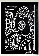 ACEO Artist Original Mixed Media. 2.5 x 3.5 "FLOURISH" 3/4 Collection "SACRED"