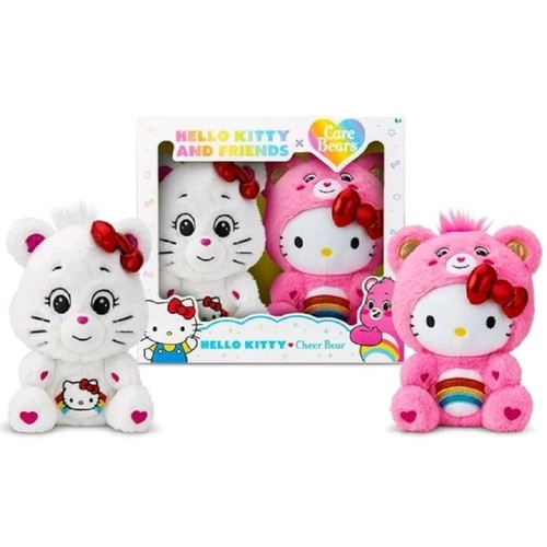 Care Bears Hello Kitty und Cheer Bear 10 Zoll Plüsch 2er-Pack Set - Bild 7 von 13