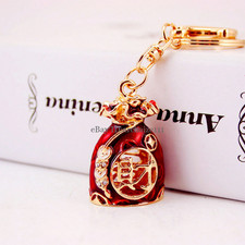 Blessing Bag Crystal Rhinestone Keychain Pendant Bag Purse Car Key Chain Ring
