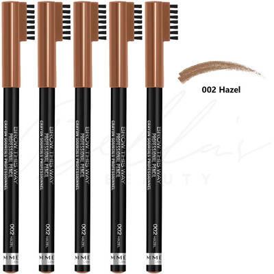 RIMMEL LONDON Augenbrauen langanhaltender wischfester Stift - 002 Hazel * 5er Pack *