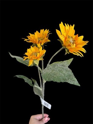 27  Yellow Sunflower Stem with Glitter Golden Middle Accent Faux Flowers