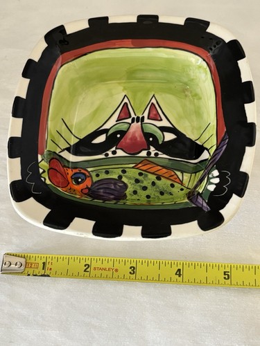 Lynda Corneille SWAK Clancy Cat 5 quadratische Teller Keramik Wandbehang - Bild 1 von 3