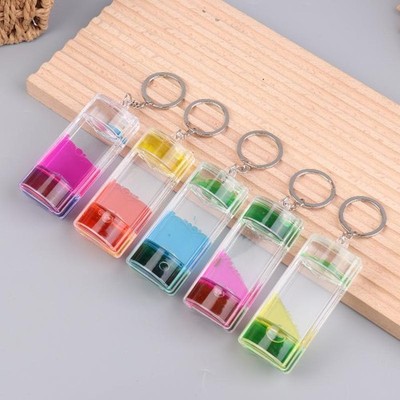 Dynamische Liquid Timer Schlüsselanhänger bunte Bewegung Sprudler Sanduhr Taschenanhänger
