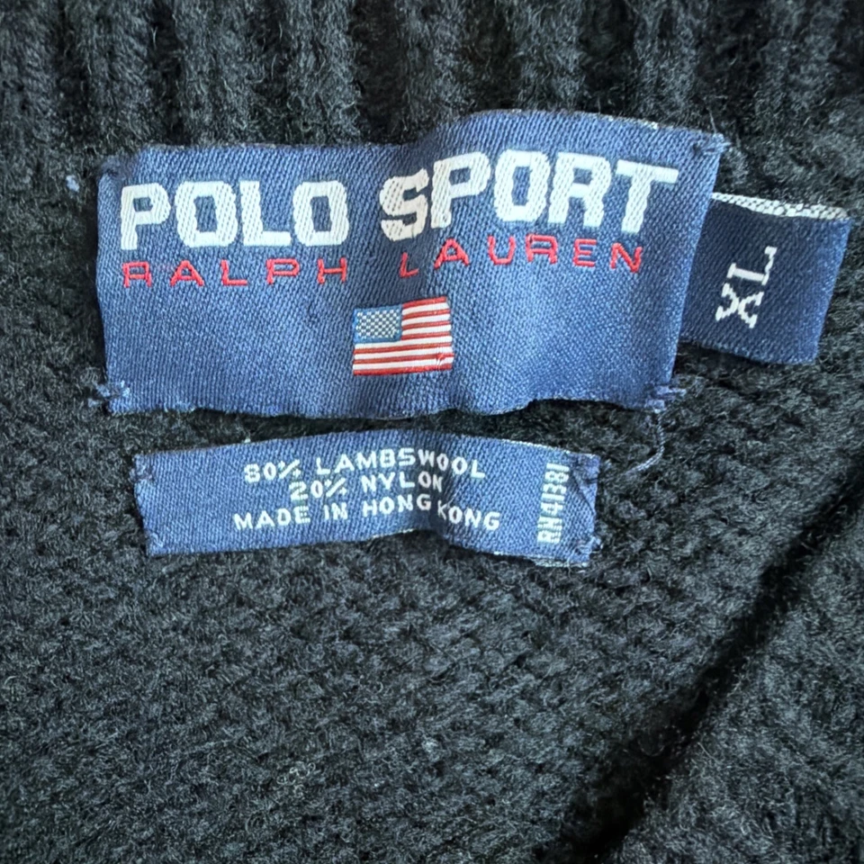 Suéter RL Polo Sport Años 90 Vintage Universitario Rayas Cuello en V Mezcla de Lana Talla XL Foto 2 de 4