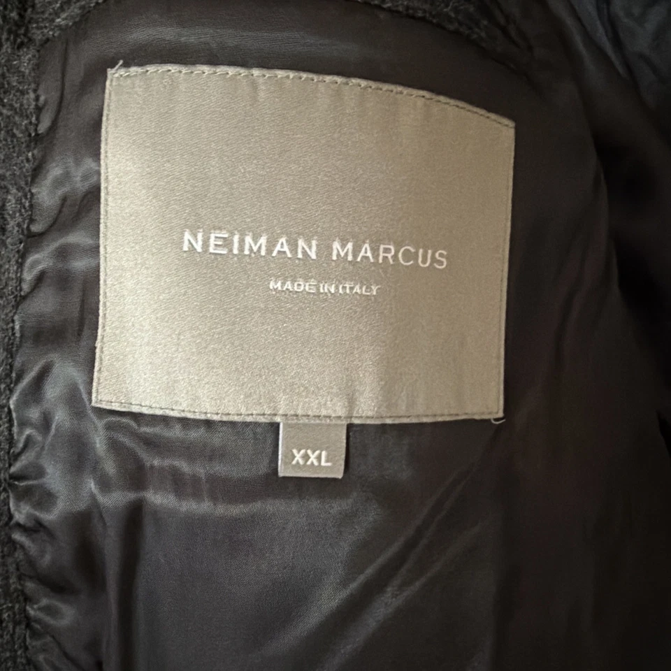 $895 Neiman Marcus Hombres Gris Doble Pecho Lana Guisante Abrigo Chaqueta Abrigo Talla XXL Foto 3 de 4