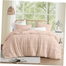 Size Comforter Set - 3 Piece Pintuck Pleated Bedding Set, All King Blush