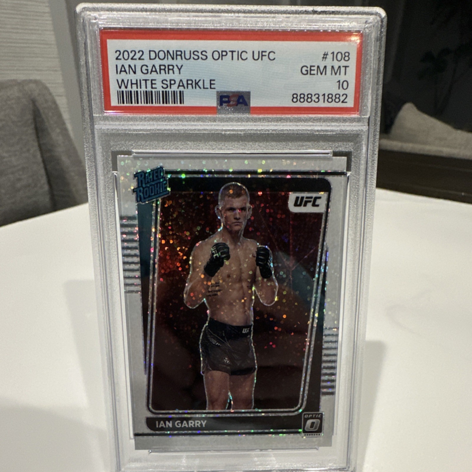 2022 Panini Optic UFC Ian Garry #108 Rated Rookie White Sparkle PSA GM MT 10