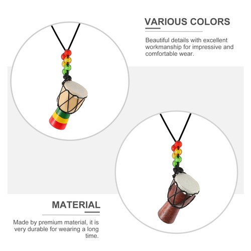 4pcs African Drum Necklace African Drum Decoration Pendants Necklace Gifts - Picture 4 of 12