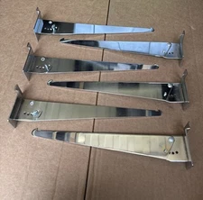 Lot of 6 Adjustable Brackets Slatwall 12" Knife Shelf Chrome Shelving Bracket