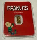 1/2 gram Gold Bar - Peanuts® Christmas w/Charlie Brown & Snoopy.   FREE SHIPPING