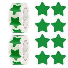 Star Stickers Roll 1 Inch, 1000pcs Adhesive Star Labels for DIY Crafts, Green
