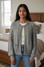 Women  s Express Gray Shimmer Cardigan Size M