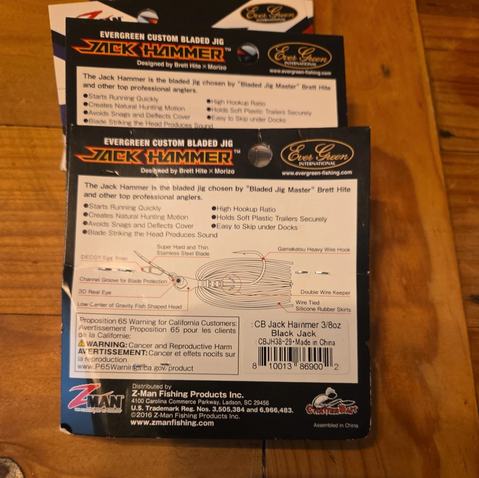 evergreen zman z-man jack hammer 3/8oz custom bladed jig black jack - Image 2 of 2