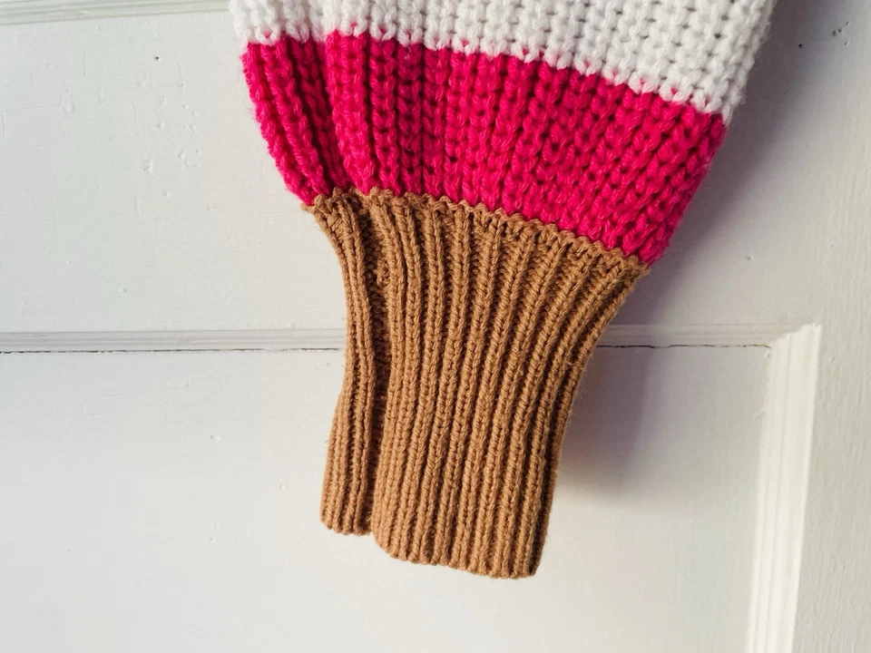 Женщин M укороченный верхний свитер многоцветный широкие полоски опрятный минималист хиппи - Изображение 2 из 4