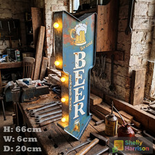 Industrial Stylle Beer Sign Bar Pub Wall Decor Light Vintage Retro Metal Arrow 