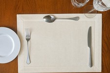 Image of 🤍Beautiful Set of 6 Ivory Washable Cotton & Polyester Table Placemats
