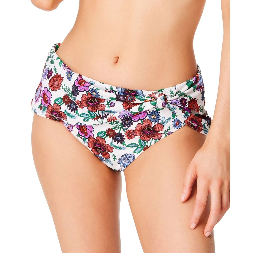 Jessica Simpson Vergissmeinnicht Sarong Hipster Bikinihose Größe S weiß geblümt