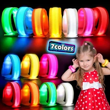 LED Glow Bracelets, LED Light up Bracelets for Kids Adults,Glow in The Dark Part
