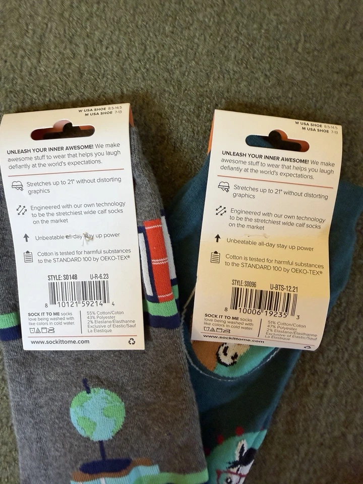 Lote de 2 calcetines hasta la rodilla de pantorrilla ancha Sock It To Me libros de caballos café nuevos con etiquetas Foto 3 de 4