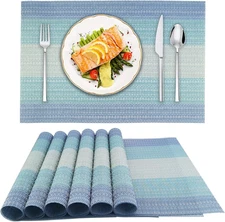 Placemats Set of 6 for Dining Table,Washable Heat Resistant Non-Slip PVC Vinyl W
