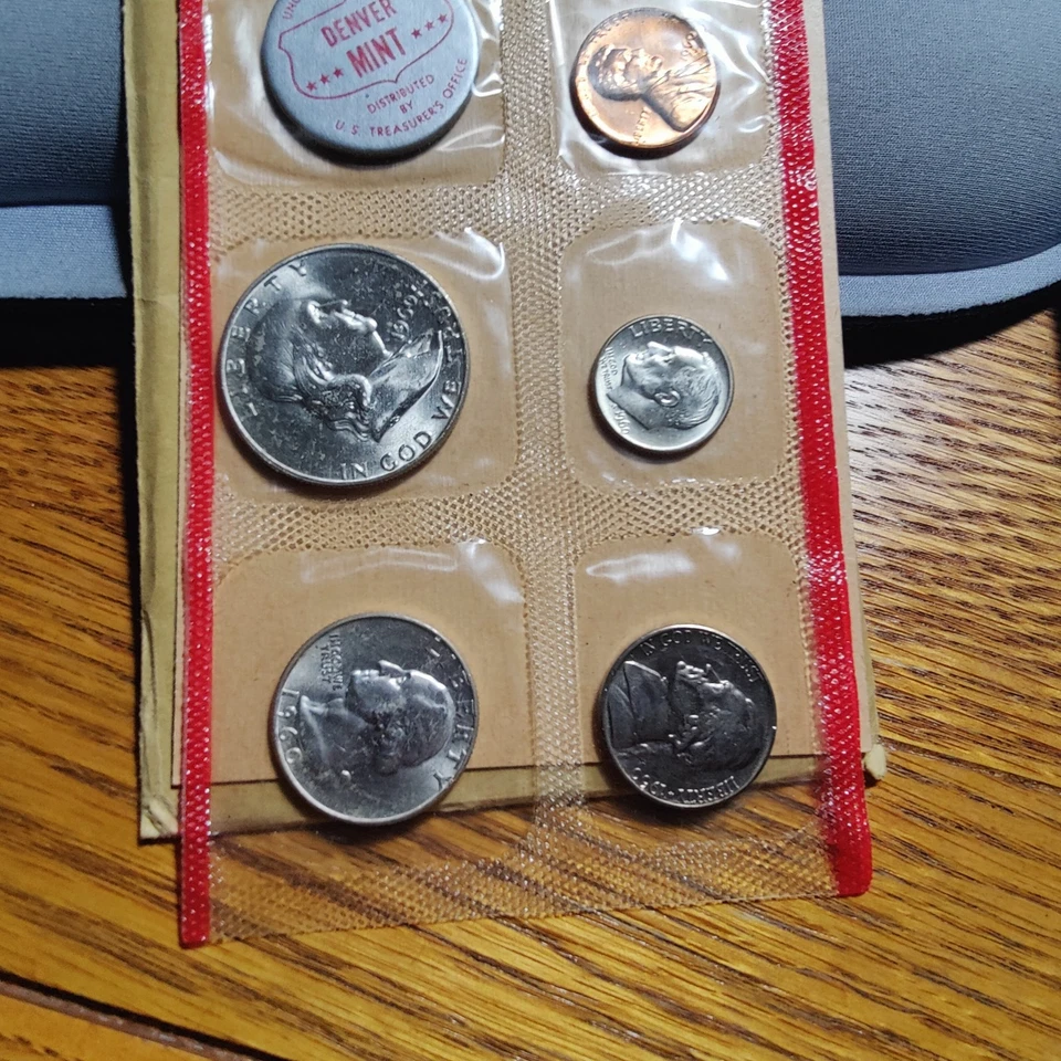 1960 P & D US Mint Set Uncirculated 10 Coin Set OGP 90% Silver Franklin, as pict - Image 3 of 4