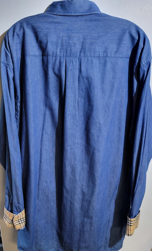 Camisa vaquera Burberry Nova a cuadros abotonada LT puños grandes altos abatibles *LEER* Foto 2 de 4