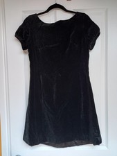Vintage Womens Mary Quant Gingers Group Black Velvet Mini Dress Size 8 - 10