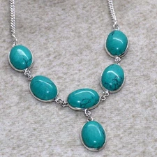 Mosaic Jasper 925 Silver Plated Handmade Necklace 18" Amazing Gift JW