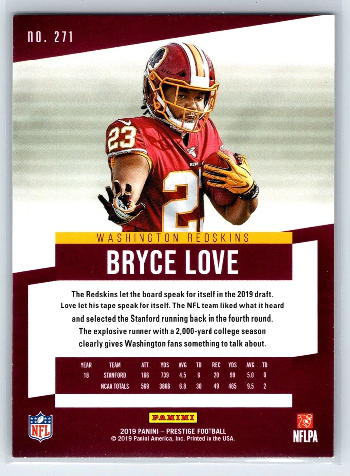 2019 Panini Prestige Bryce Love Rookie Green Parallel RC #271 - Image 2 of 2