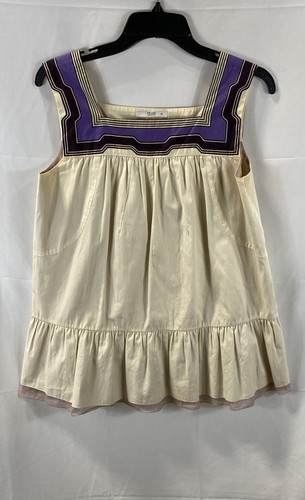 Prada Women's Sleeveless Square Neck Ruffle Blouse Size 40