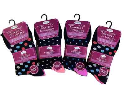 Damen-Diabetikersocken nicht elastisch locker oben weicher Griff gepunktet Socken UK 4 7