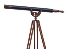 Floor Standing Antique Copper With Leather Anchormaster Telescope 65"