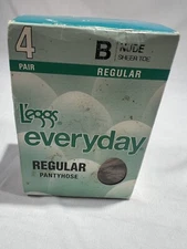 Leggs Every Day Regular Pantyhose Size B 2 Pair Nude Sheer Toe New in box Rare