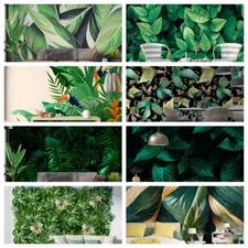 3D Tropical Leaves Green Self-adhesive Wallpaper Removable Wallpaper Wall Mural