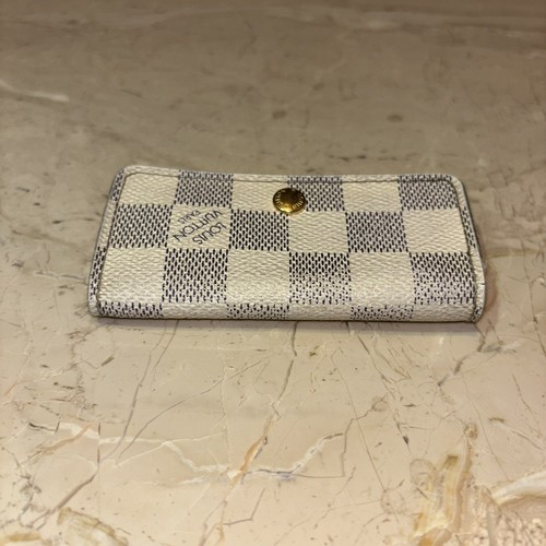 Louis Vuitton Damier Azur 4 Key Holder Case Cream And Gray Coated Canvas Dustbag - Picture 4 of 14