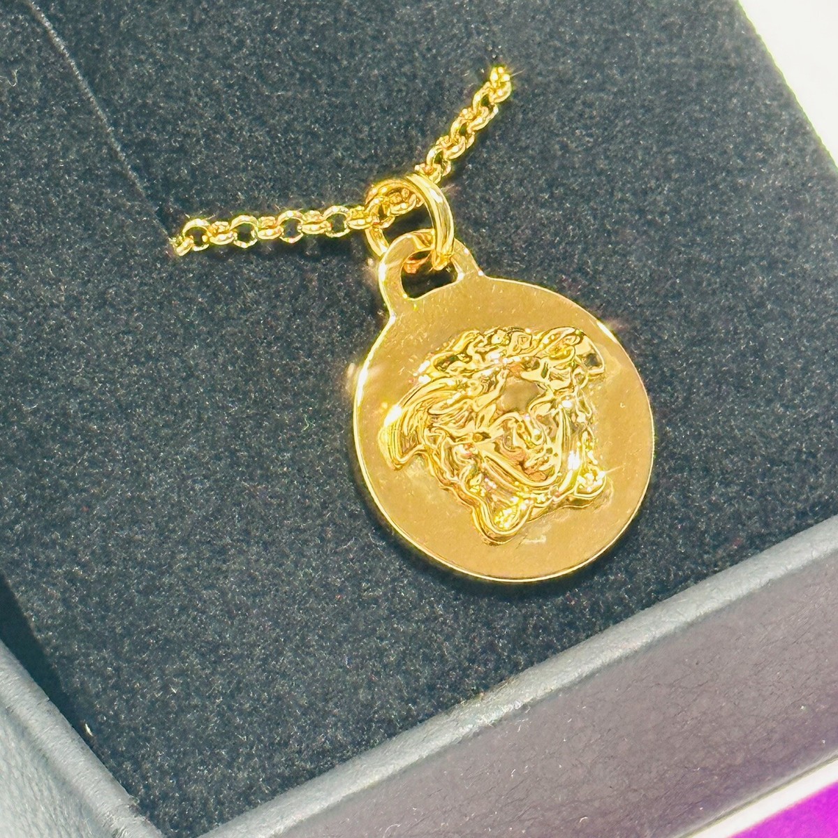 Versace Medusa Gold Coin Pendant Necklace Women/ Men NWT