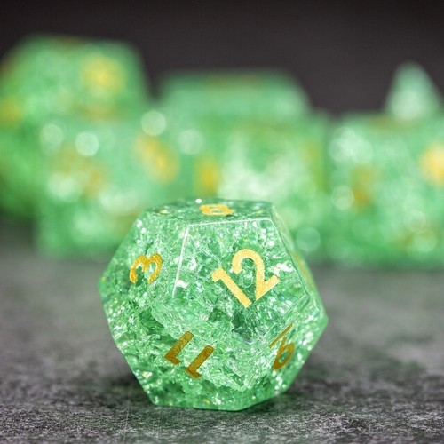 Sage's Kaleidoskope grün rissiges Glas glänzend Oberfläche Polyederwürfel Set Dnd - Bild 3 von 10