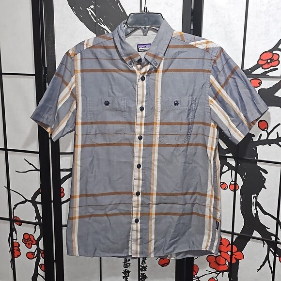 Patagonia Striped Short Sleeve Button Shirt Organic Cotton